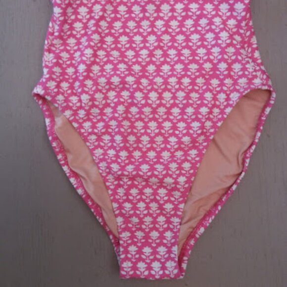 J. Crew | NWOT One Piece Swimsuit Twist-Front Keyhole Pink Stamp Floral 0 - Picture 7 of 16